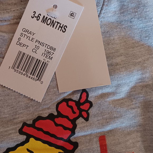 Peanuts Infant (3-6M) Boys Gray Charlie Brown Christmas Woodstock Sweatshirt Top - Picture 5 of 5